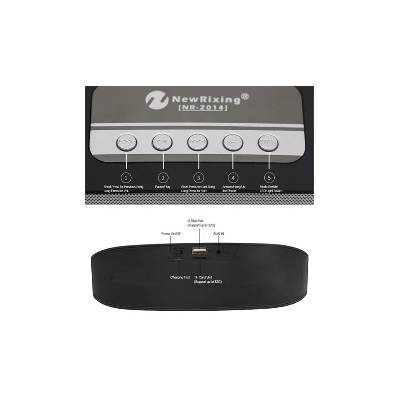 Aquila Bocina Bluetooth Portátil Con Luces Negro - Bb7780