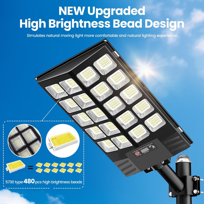 2 Pack 16" Large Solar Street Lights Outdoor Waterproof -