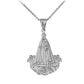 Claddagh Gold Fine 925 Sterling Silver Our Lady of Charity Nuestra Se ora de la Caridad del Cobre (Medium) Pendant Necklace