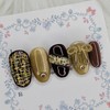 Gold Tweed Handmade Nail Tips - Oval L / 골드