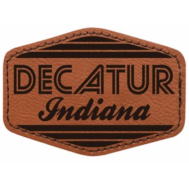 Decatur Indiana City Retro Souvenir 2x3 Hexagonal Iron-on Leatherette Patch with Adhesive 4-Pack