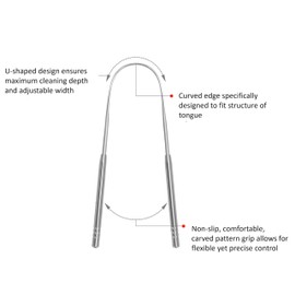 Rattygan Style Metal Tongue Scraper Set, Stainless Steel Tongue Scrapers - Oral Hygiene Metal Tongue Cleaners (Black)