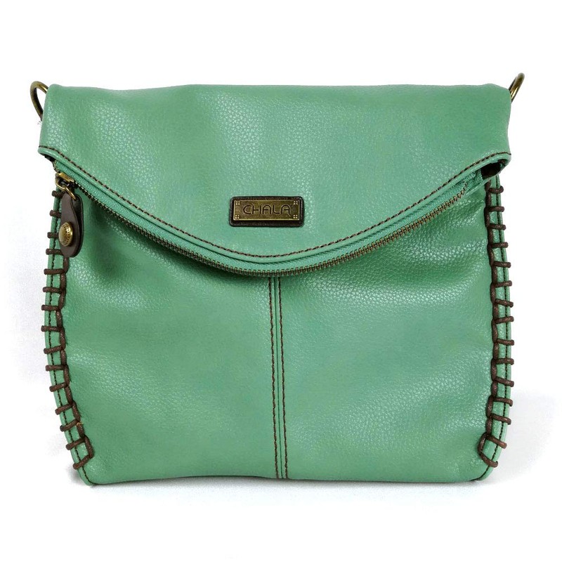 Chala Charming Teal Crossbody Bag With Flap Top and Zipper