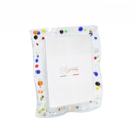 Sospiri Venezia Murano Glass Photo Frame with Desk or Table Support Photo 2.8x4 inc Hand Decorated Home Ornament Gift Idea for Ceremony Wedding Favor (4.1x5 inc)