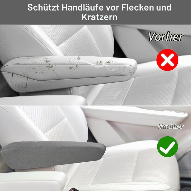 Pack of 2 Car Armrest Covers, Universal Front Seat Armrest