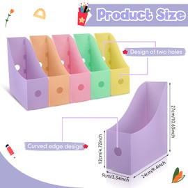 Colarr 20 Pack Coloring Plastic Magazine Holders 5 Light Colors Magazine Storage Box File Organizer Folder Book Bin for Desk Desktop Document Organizer for Office Classroom