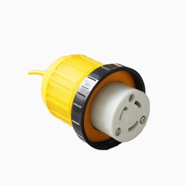 X-Haibei RV 30A 125V AC Female Locking Connector Plug with Weatherpoof Cover Boot Twist Lock Ring , in Yellow