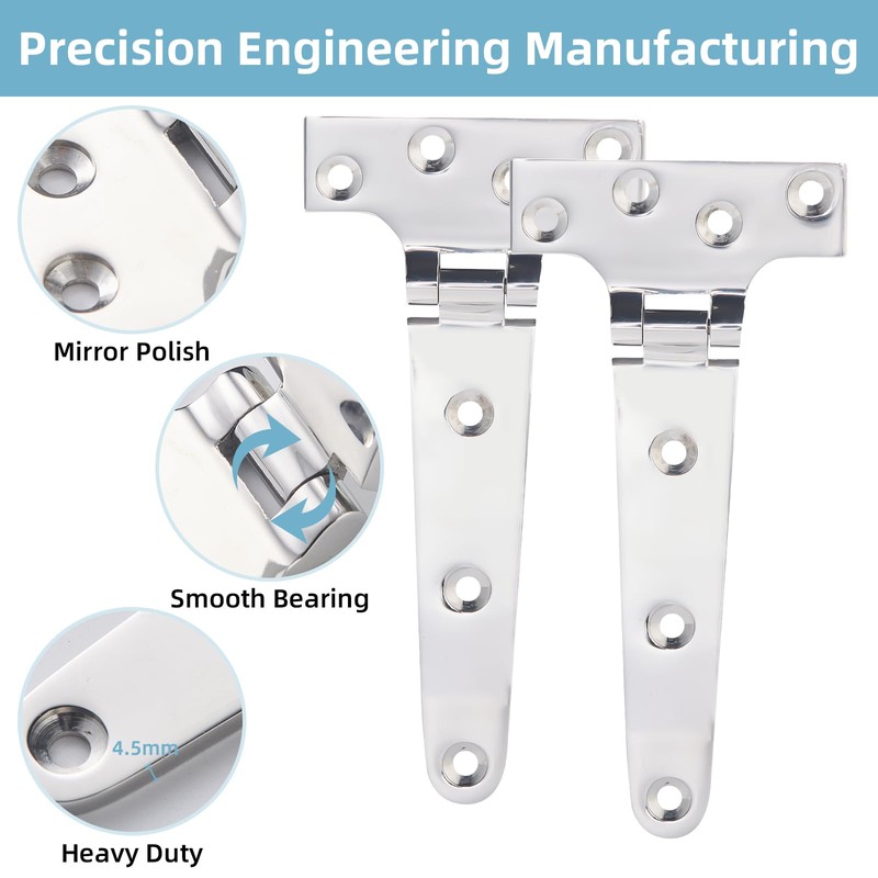 RiaYer Heavy Duty 316 Stainless Steel T Hinges, Marine Grade,