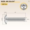 METALLIXITY Machine Screws Phillips Head(#8-32x3/4) 100Pcs, 304 Stainless Steel Round