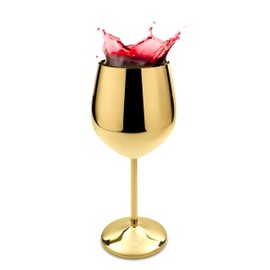 K&K Home Gold Stainless Steel Unbreakable Wine Glasses - 18 oz - Set of 2 Colored, Stemmed Metal Wine Glasses Perfect for Outdoors, Weddings, and Parties (Gold, Set of 2)