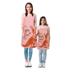 LOLOMLO Parent and Child Apron, Waterproof Mommy and Me Matching Apron with Pocket for Cooking Baking Painting 2 Pack