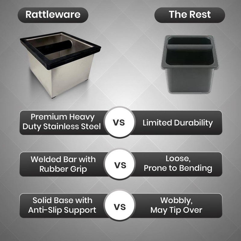 Rattleware Heavy-Duty Stainless Steel Knock Box Espresso Puck Disposal with