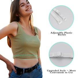 Tyqour 2pcs Womens Elastic Belt Tucky Belt to Crop Tops Invisible Belt for Women Adjustable Shirt Tuck Band Women to Change The Style of Your Tops
