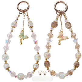 ANROFA Beaded Phone Charms Strap,Crystal Camera Wrist Strap,Phone Chain Wristlet Lanyard,Cute Butterfly Chain for Purse Bag Camera