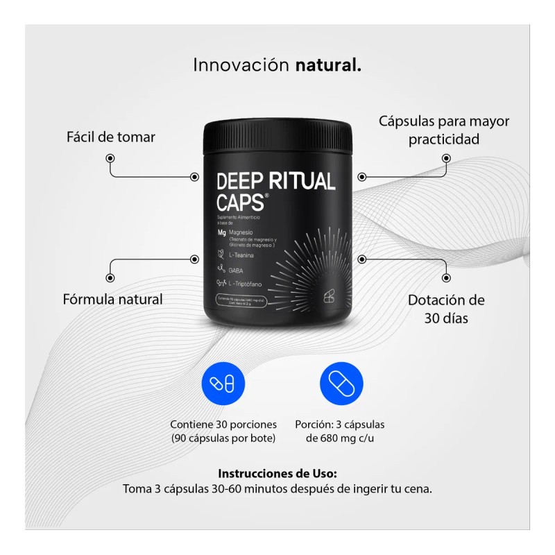 Deep Ritual Caps Suplemento De Magnesio Y Gaba Para 30