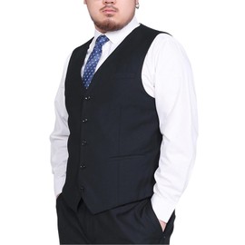 Kayiyasu S-6XL Men's Suit Vest, Wrinkle-Resistant, With Clasp, For All Seasons, Large Size, Solid Color, Suit Tailored, Waistcoat, Business, Wedding, Casual, Formal, Business Gentleman, Black, 6XL