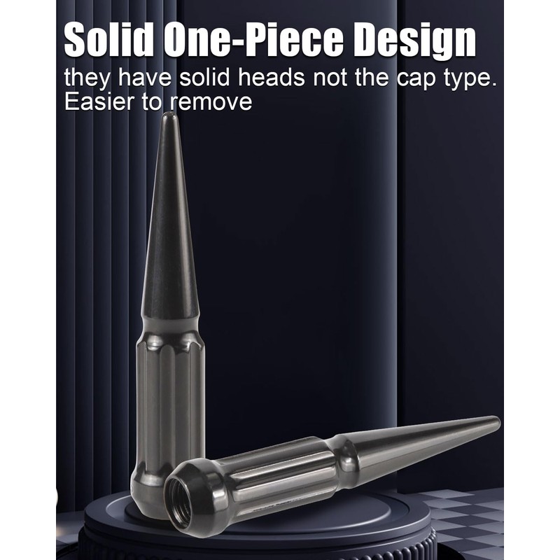 GAsupply 14x1.5 Spike Lug Nuts Black, M14x1.5 Spiked Lug Nut