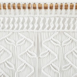 Lush Decor Boho Macrame Leaf Cotton Valance/Kitchen Curtain/Wall Decor, 30" L x 40" W, White