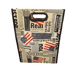 Fat-catz-copy-catz USA Stars & Stripes Flag Newspaper Magazine Fashion Print Silky Style Ladies Tote Open Top Handle Shopping Bag
