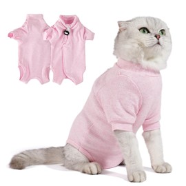 Leotrag Breathable Cat Recovery Suit for Female/Male, Anti-Licking Kitten Onesie - Cat Surgery Pajamas with Sleeve After Spay, Prevent Shedding, Abdominal Wounds, Skin Diseases or E-Collar Alternative