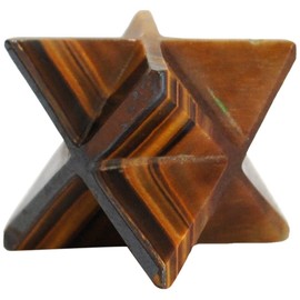 Reiki Healing Energy Charged Tigers Eye Hand Cut Crystal Merkaba Star (1.5 cm) Including Beautiful Gift Wrap & Crystal Description