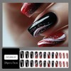 LPOODDNU Medium Square Press on Nails - Gradient Black Red