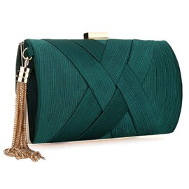 Womens Clutch Purse Ladies Prom Party Wedding Bags Designer Evening Bags, Womens Stunning Tassel Clutch Handbag Ladies Shoulder Bags (Green)