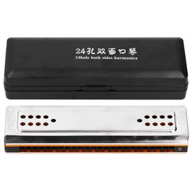 24 Holes C & G Key Double Sided Harmonica, Tremolo Harmonica with Box, Musical Instrument for Beginners