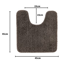 MIULEE Absorbent WC Toilet Rug Non Slip U Shape Bath Mat with High Hydroscopicity Rugs Super Soft Cozy and Shaggy Microfiber Rug Carpet for Bathroom Coffee 45 x 45 cm
