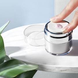 Voyyphixa Cream Jars Press Airless Pump Jars Vacuum Bottles 1oz / 30ml Refillable Set of 3 Blackout Cosmetics Cream, Lotion, Foundation, Moisturizer, Shampoo, Body Shampoo, Travel Easy to Carry