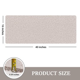 LuxStep Shower Mat Bathtub Mat,40x16 inch, Non-Slip Bath Mat with Drain, Quick Drying PVC Loofah Bathmat for Tub,Shower,Bathroom,White