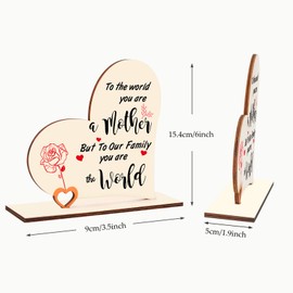 Mothers Day Gifts for Mum from Daughter Son,Heart Wooden Plaque Gifts for Mum Women,Mum Birthday Gifts for Mum Stepmum Grandma,Presents for Mum on Mothers Day Christmas Anniversary