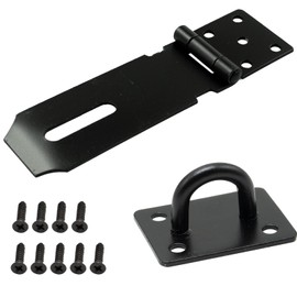 Door Padlock Hasp, 4 Inch Stainless Steel Padlock Hasp and Staple Shed Lock Hasp Shed Door Latch Heavy Duty Gate Lock Latch Security Hasp and Staple for Door Window Cabinet Pet Cage Crate
