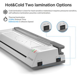 13 Inch Wide Laminator Machine with 200 Pouches, 11x17 A3/A4/A6, Built-in Paper Trimmer, Corner Rounder (White)