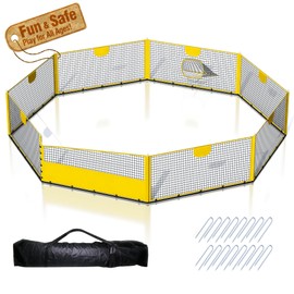 PYY 15ft Gaga Ball Pit Portable- Update Gaga Ball Pit Equipped with Carry Bag, Ground Spikes for Sport Games and Indoor & Outdoor Activities