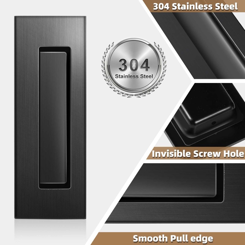 6 INCH Sliding Pocket Door Handles, 304 Stainless Steel Non