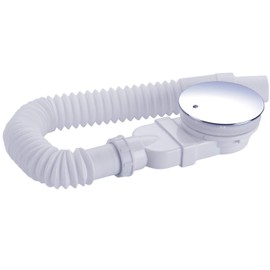 IMPTS Extra Flat Shower Drain Set 90 mm, Drain Hole Set for Shower Tray, Shower Drain Siphon with Odour Stop, Hair Strainer, Flex Hose