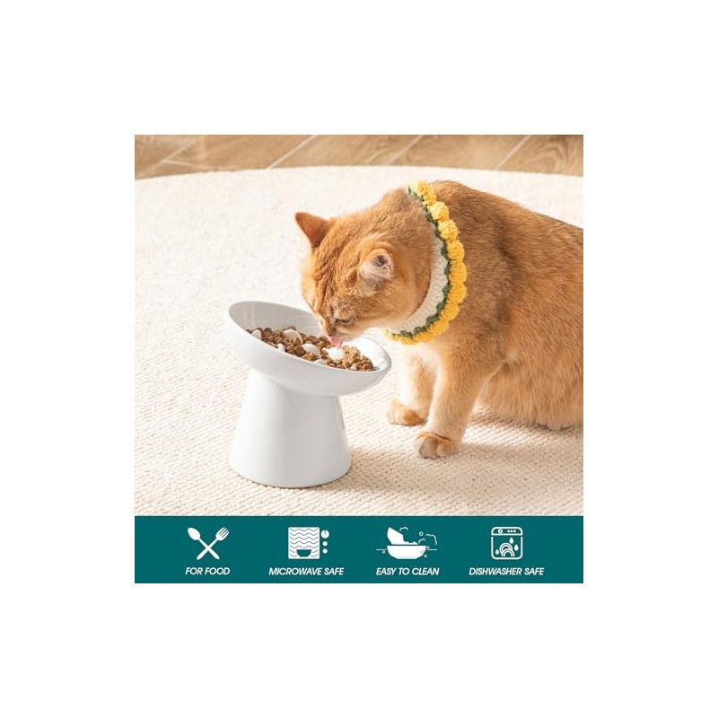 vancasso Ceramic Slow Feeder Cat Bowl, 6.25 Inch Elevated Cat