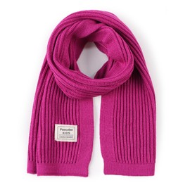 Peecabe Winter Little Kids Scarf Soft Warm Girls Knitted Scarf Toddler Boy Cold Weather Elastic Neck Warmer (Rose Red)