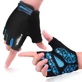 F-TUBAME® Cycling Gloves, Summer, 3D, Bicycles, Shock-Absorbing, Abrasion Resistant, Ventilated, Breathable, Quick-Drying, With Slip Prevention, 5 Colors, Unisex, blue new fluorescent logo,