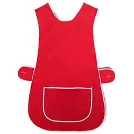BILMASEE,s LADIES UNIVERSAL RED THICK COTTON BLEND TWILL TABARD APRON,(LARGE OS, UK 16-18)