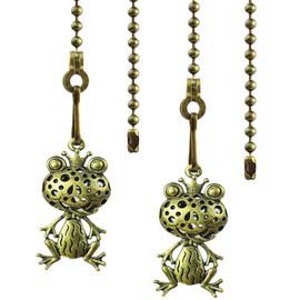 OMYZERO 2Pcs Ceiling Fan Pull Chain Set, 12Inch Metal Frog Charm Pendant Extension, Cottage Style Animal Theme