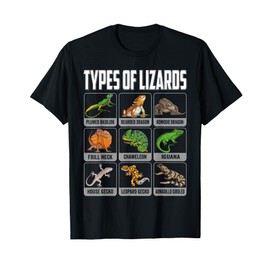 Types of Lizards Reptile Herpetology Bearded Dragon Men Boys T-Shirt