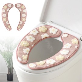 Thick and Warm Toilet Seat Cover – Washable, Reusable Cushion with TPR Adhesive Back & Decorative Pattern for Comfort & Insulation (Pink)