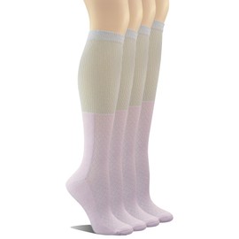 [Yomandamor] 女性用ピンク色ロングソックス 消臭 除菌 竹繊維 ゆったり シームレス ゴムなしケアソックス 4足セット 妊婦・高齢者向け 母の日 敬老の日ギフト