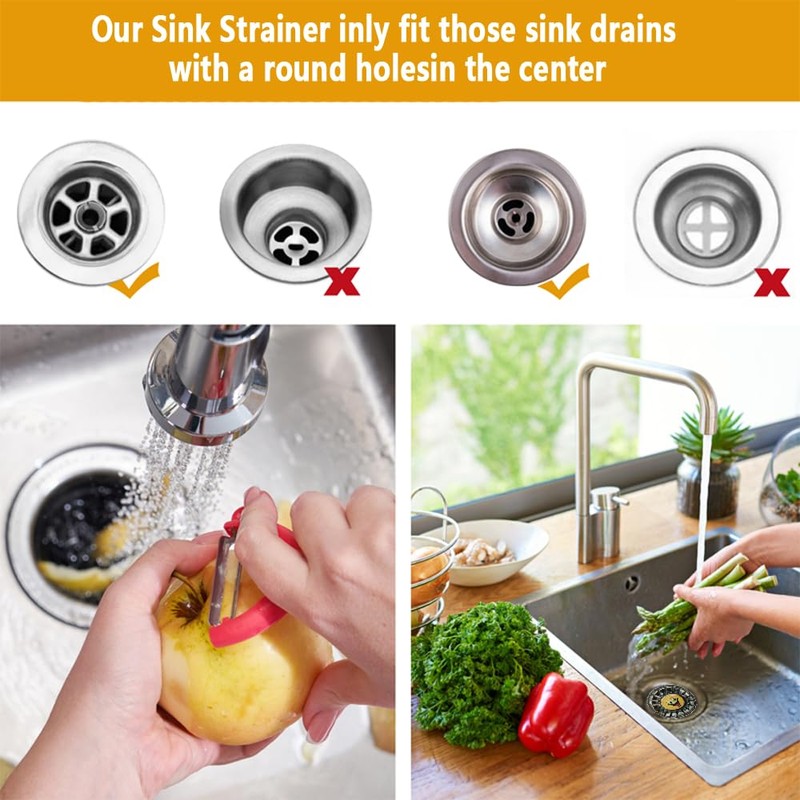 Kitchen Sink Strainer Plug, Stainless Steel, Interchangeable Emoji Design (bh-78mm)
