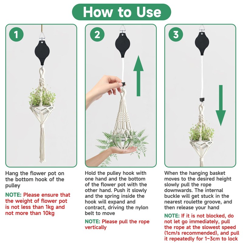 KINGLAKE 2 Pcs Retractable Hanging Basket Pulley System, Hanging Basket