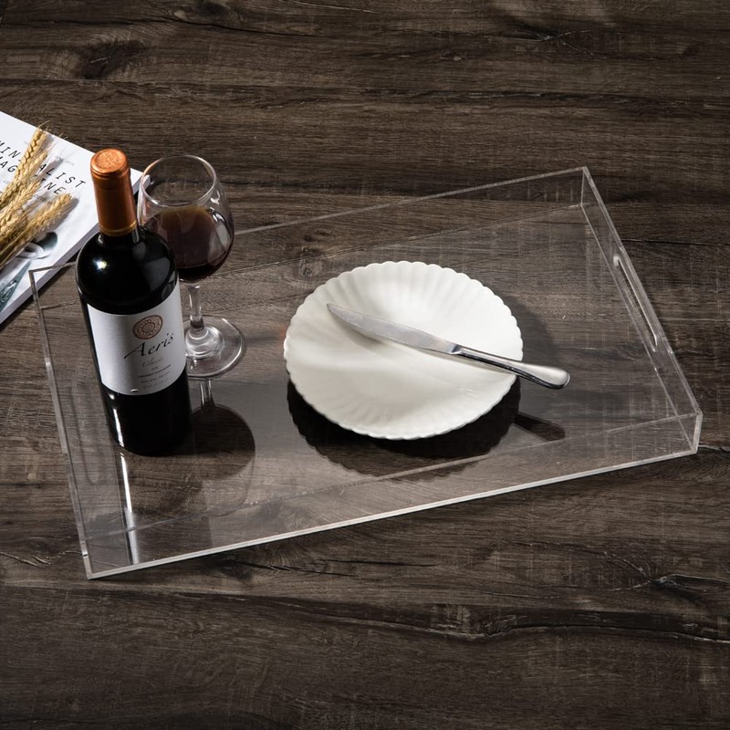 Sooyee Clear Acrylic Tray Decorative,16" x 12" Plastic Serving Trays