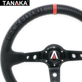 Tanaka DECKED OUT 6 Bolt 350mm Deep Dish PVC Carbon Fiber Steering Wheel BK/RD