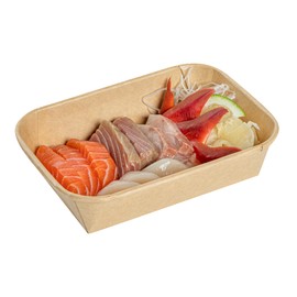 Restaurantware 9000/Sushi Sushi Containers, 6.61"L×4.65"W×1.5"H, Kraft